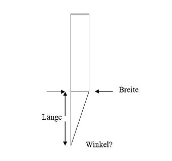 Geometrische Skizze mit Längen- und Winkelangabe