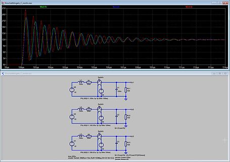 LTspice Simulation Schaltplan und Oszilloskop-Wellenformen