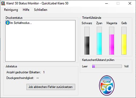 Statusmonitor Software für Kiarol 50 Drucker