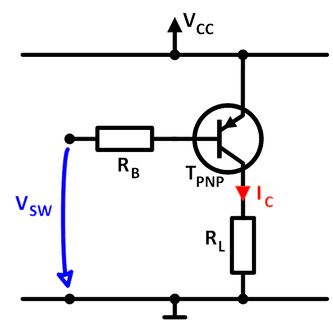 Schaltplan eines PNP-Transistors als Schalter