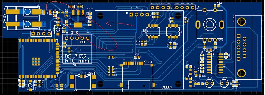 PCB-Layout einer DS 3132 RTC mini Platine