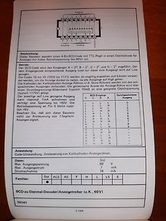 Datenblatt eines BCD-zu-Dezimal-Decoders