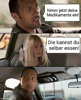 Meme mit Dwayne Johnson und einer Frau