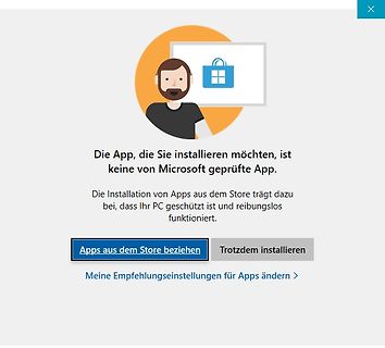 Windows-Warnmeldung zur App-Installation