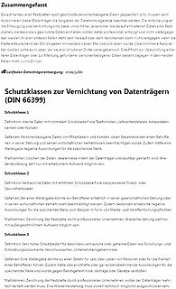 Text über Schutzklassen zur Vernichtung von Datenträgern