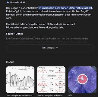 Google KI-Suchergebnis zu Fourier-Optik