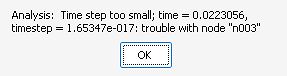 Fehlermeldung einer Simulationssoftware