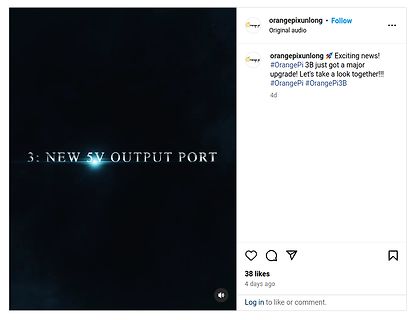 Instagram-Post über Orange Pi 3B Upgrade