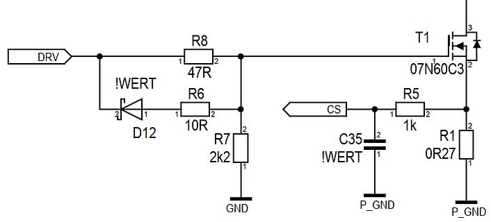 Schaltplan eines MOSFET-Treiber- oder Strommessschaltkreises