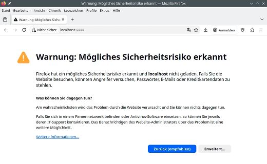 Firefox Sicherheitswarnung localhost