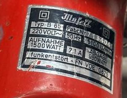 Typenschild eines elektrischen Geräts