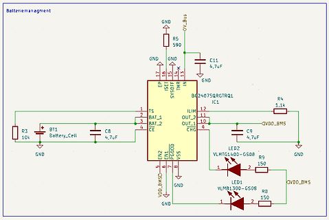 Schaltplan einer Batteriemanagement-Schaltung
