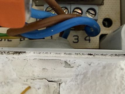 Nahaufnahme von elektrischen Anschlüssen und Kabeln