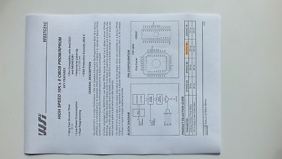 Foto eines Datenblatts für WS57C51C CMOS PROM