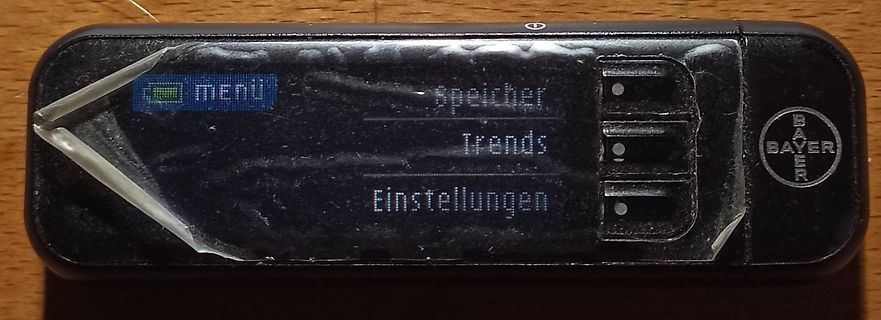 Display eines elektronischen Geräts mit Menüoptionen