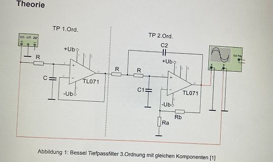 Schaltplan eines 3. Ordnung Bessel Tiefpassfilters
