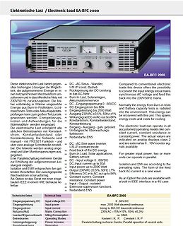Elektronische Last EA-BFC 2000 mit Beschreibungstext