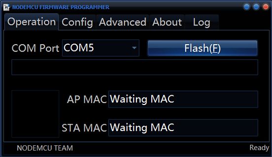 Software-Interface eines NodeMCU Firmware Programmers