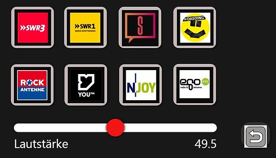 Benutzeroberfläche eines Radiosenders oder Streaming-Dienstes