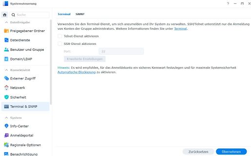 Screenshot einer Software-Oberfläche zur Systemsteuerung