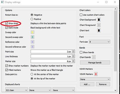 Einstellungen für Diagrammanzeige in einer Software