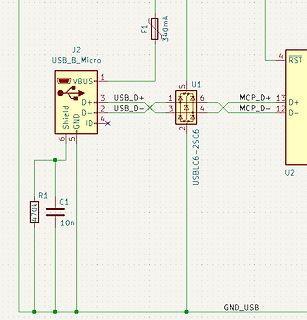 Schaltplan eines USB-Micro-Anschlusses