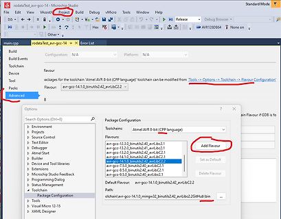 Einstellungen der Toolchain in Microchip Studio