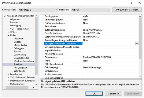 Einstellungen im Konfigurations-Manager von BMPinPCB