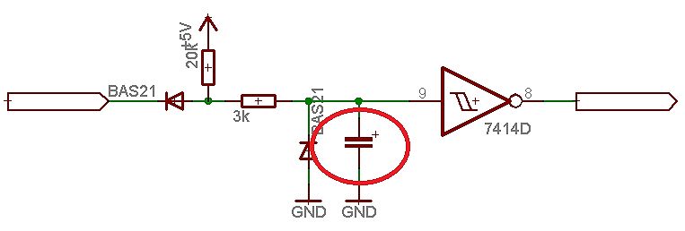 Schaltplan mit Diode, Widerstand, Kondensator und Schwellenwertschalter