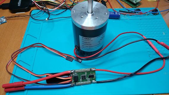 Elektromotor mit Treiberplatine und Verkabelung