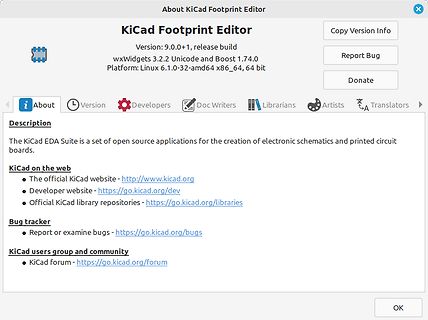 KiCad Footprint Editor Info-Fenster