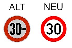 Vergleich zweier Geschwindigkeitsbegrenzungsschilder