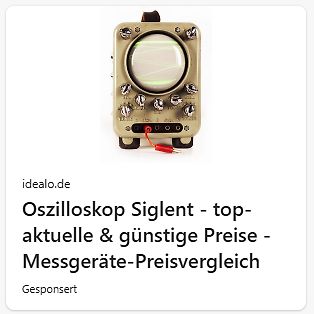 Werbeanzeige für ein Siglent Oszilloskop