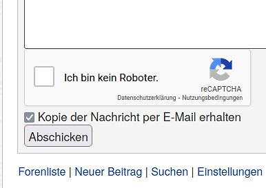 Ausschnitt eines Webformulars mit reCAPTCHA