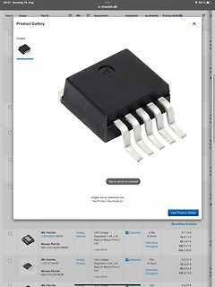 Produktgalerie eines LDO-Spannungsreglers auf Mouser-Webseite