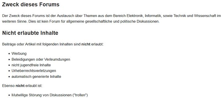 Regeln und Zweck eines Forums