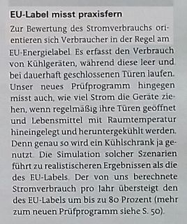 Deutscher Text über EU-Energielabel und Stromverbrauch