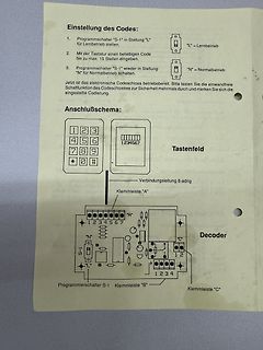 Anleitung und Anschlussschema eines elektronischen Codeschlosses