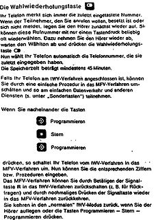 Ausschnitt aus einer Bedienungsanleitung für ein Telefon