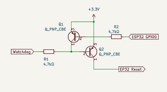 Schaltplan einer Watchdog-Reset-Schaltung mit ESP32