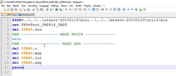 Batch-Datei in Notepad++ Editor
