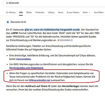 Informationen zur Entschlüsselung von IC-Datecodes