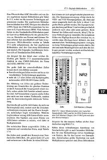 Buchseite über digitale Bibliotheken und Logikzellen