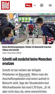Screenshot eines Zeitungsartikels über einen Roboter