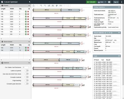 Software zur Optimierung von Zuschnittlisten