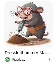 Comic-Illustration einer Maus mit Presslufthammer