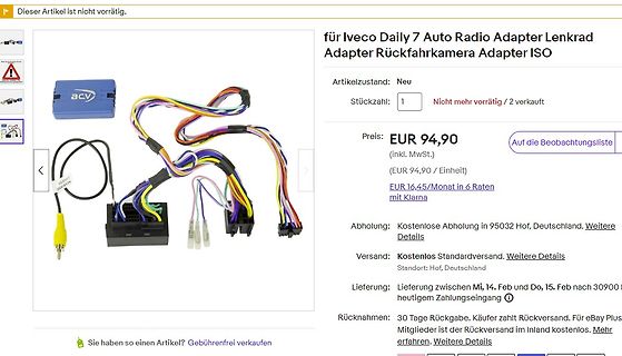 Radio Adapter für Iveco Daily 7