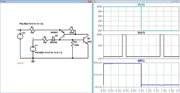 Schaltplan und Simulationsergebnisse in LTspice