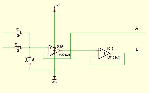 Schaltplan mit LM324AN Operationsverstärkern