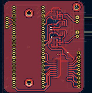 CAD-Ansicht eines Leiterplatten-Layouts